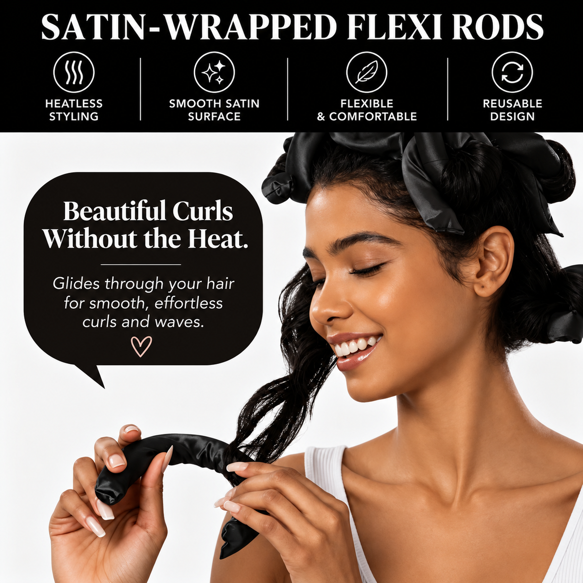 Satin-Wrapped Flexi Rods | Heatless Hair Curlers