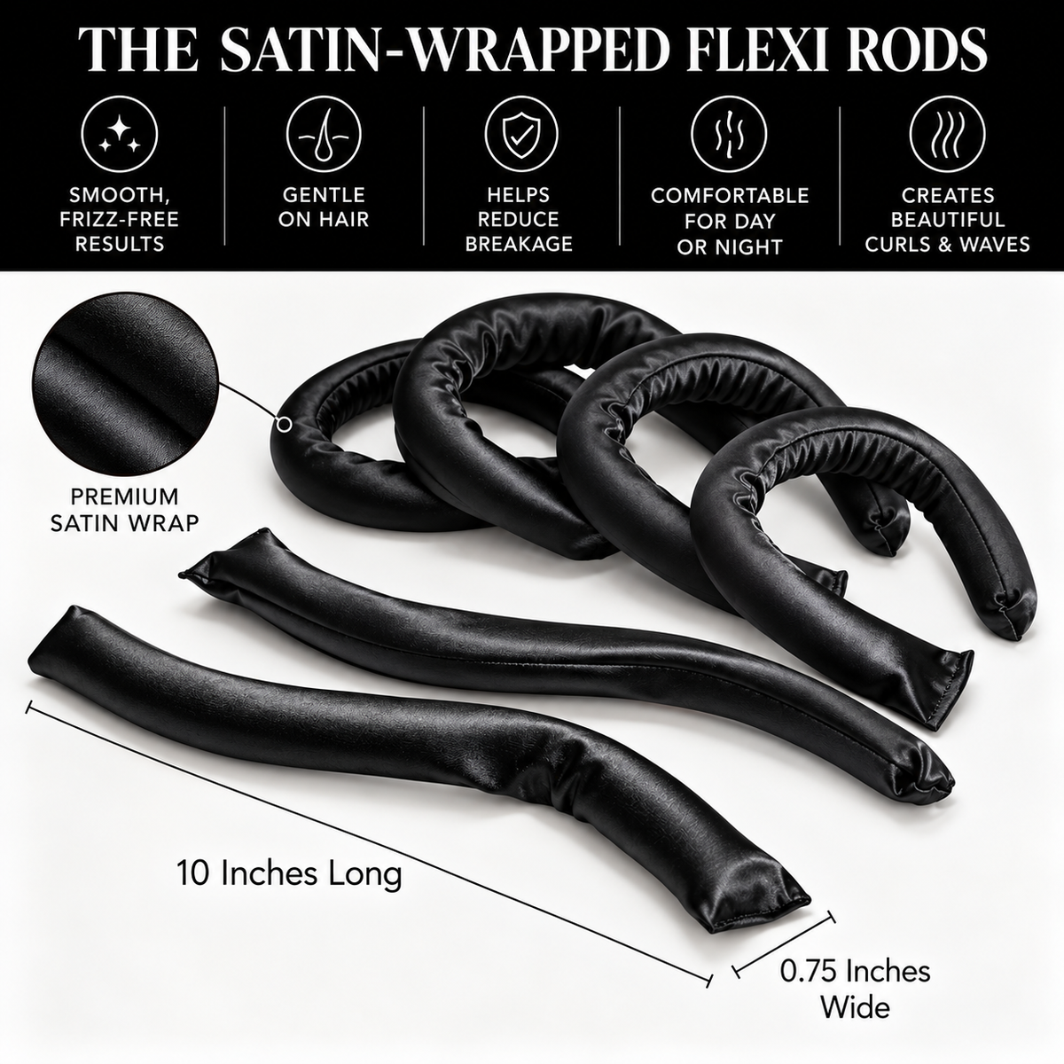 Satin-Wrapped Flexi Rods | Heatless Hair Curlers